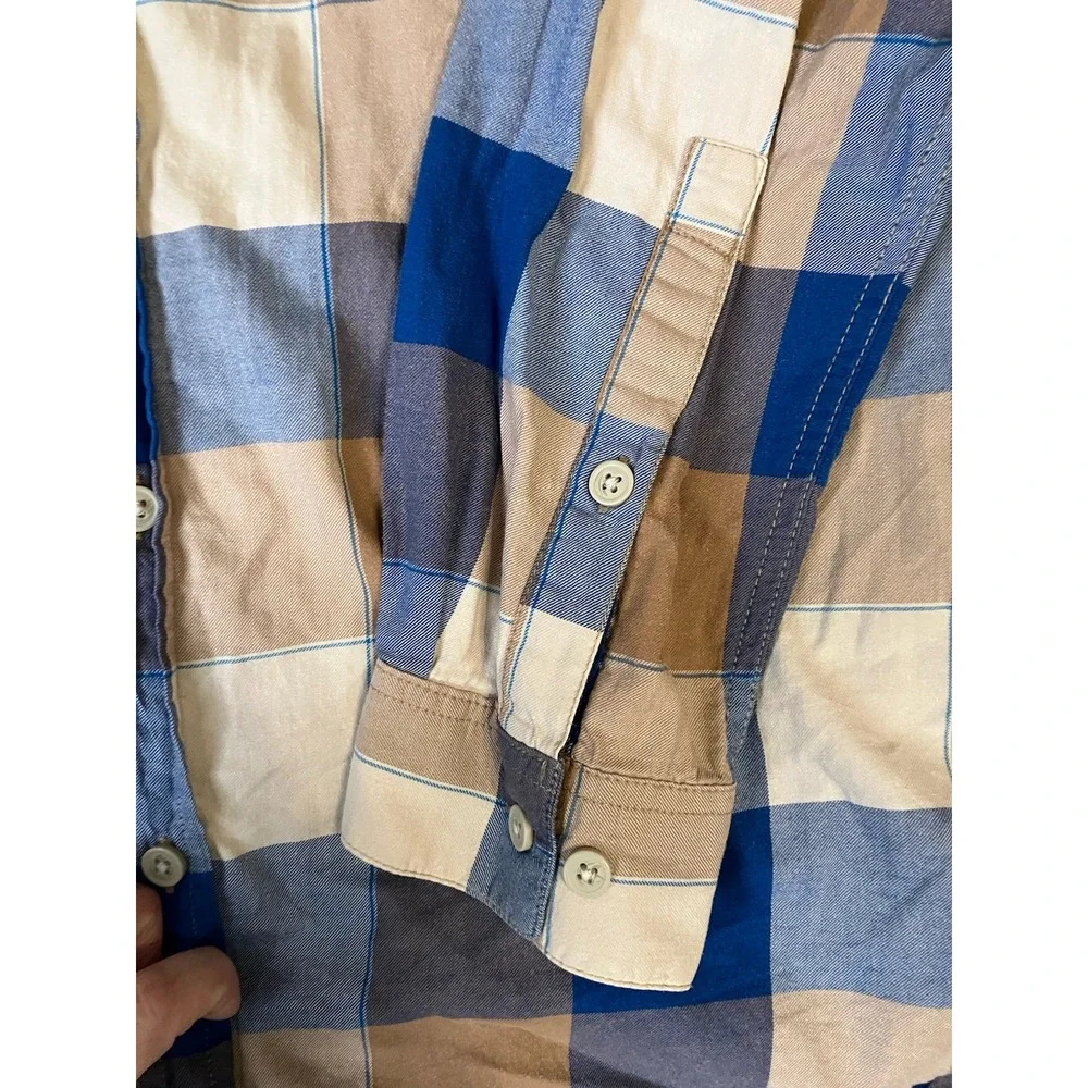 Columbia Mens Blue Tan plaid Shirt Button Down Sz  XL‎ Long Sleeve Cotton